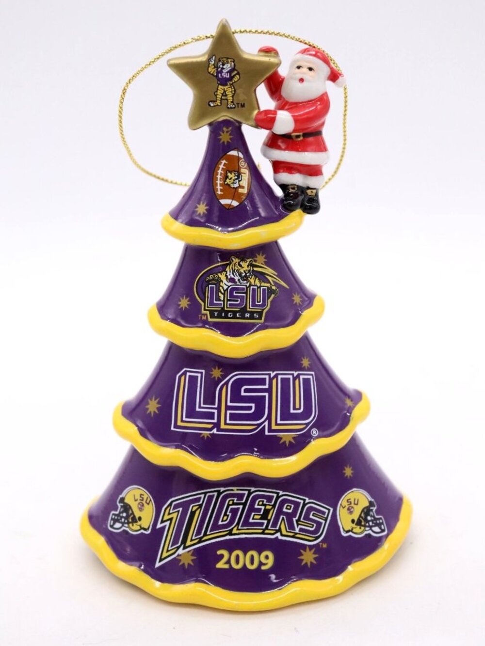 The Danbury Mint 2009 LSU Tigers Victory Tree Santa Ornament